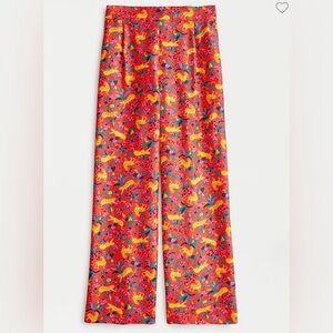 J Crew Collection silk twill pull-on pant in jungle cat floral print, Size 10